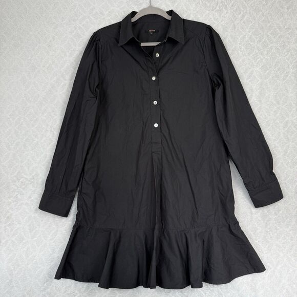 Quince 100% Organic Cotton Poplin Drop Waist Shirt Dress M Black Capsule Minimal - Picture 2 of 15